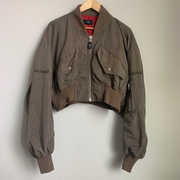 G.V.G.V. Embroidered Cropped Bomber Jacket 34 S - Picture 2 of 6